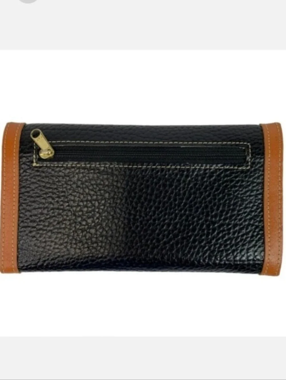 2Pc. Dooney & Bourke Black Tan Trim Pebble Leather Duck Crossbody and Wallet Set